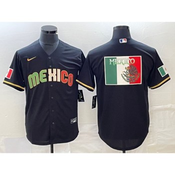 Men's Mexico Baseball Black 2023 World Baseball Classic Team Big Logo Stitched Jersey Men's Mexico Baseball Black 2023 World Baseball Classic Team Big Logo Stitched Jersey