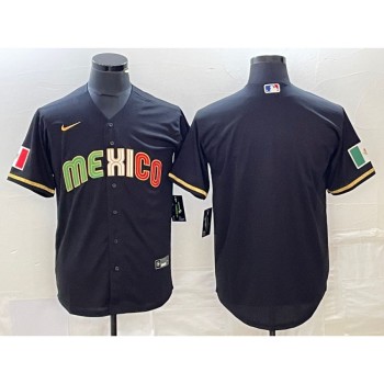 Men's Mexico Baseball Blank 2023 Black World Baseball Classic Stitched Jersey Men's Mexico Baseball Blank 2023 Black World Baseball Classic Stitched Jersey