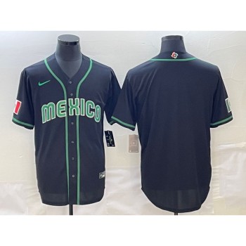 Men's Mexico Baseball Blank 2023 Black World Baseball With Patch Classic Stitched Jersey Men's Mexico Baseball Blank 2023 Black World Baseball With Patch Classic Stitched Jersey