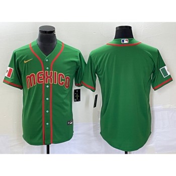 Men's Mexico Baseball Blank 2023 Green World Baseball With Patch Classic Stitched Jersey Men's Mexico Baseball Blank 2023 Green World Baseball With Patch Classic Stitched Jersey