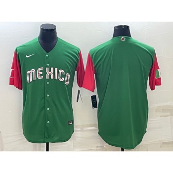 Men's Mexico Baseball Blank 2023 Green World Baseball With Patch Classic Stitched Jersey Men's Mexico Baseball Blank 2023 Green World Baseball With Patch Classic Stitched Jersey