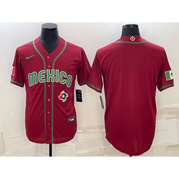 Men's Mexico Baseball Blank 2023 Red World Baseball Classic Stitched Jersey Men's Mexico Baseball Blank 2023 Red World Baseball Classic Stitched Jersey