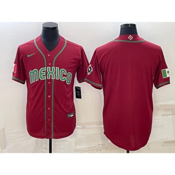 Men's Mexico Baseball Blank 2023 Red World Baseball With Patch Classic Stitched Jersey Men's Mexico Baseball Blank 2023 Red World Baseball With Patch Classic Stitched Jersey