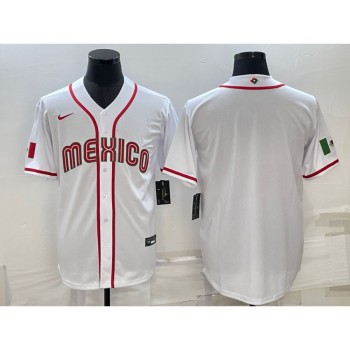 Men's Mexico Baseball Blank 2023 White World Baseball Classic Stitched Jersey Men's Mexico Baseball Blank 2023 White World Baseball Classic Stitched Jersey