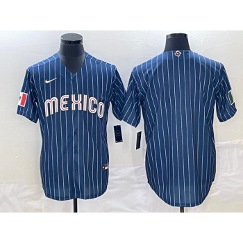Men's Mexico Baseball Blank Navy World Baseball Classic Stitched Jersey Men's Mexico Baseball Blank Navy World Baseball Classic Stitched Jersey