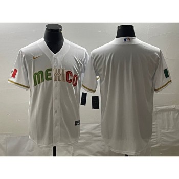 Men's Mexico Baseball Blank White 2023 World Baseball Classic Stitched Jersey Men's Mexico Baseball Blank White 2023 World Baseball Classic Stitched Jersey
