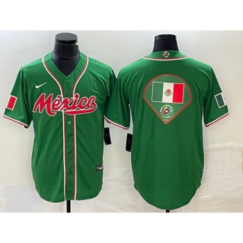 Men's Mexico Baseball Green 2023 World Baseball Classic Team Big Logo Stitched Jersey Men's Mexico Baseball Green 2023 World Baseball Classic Team Big Logo Stitched Jersey