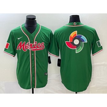 Men's Mexico Baseball Green 2023 World Baseball Classic Team Big Logo Stitched Jersey Men's Mexico Baseball Green 2023 World Baseball Classic Team Big Logo Stitched Jersey