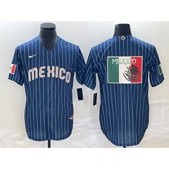 Men's Mexico Baseball Navy Team Big Logo World Baseball Classic Stitched Jersey 002 Men's Mexico Baseball Navy Team Big Logo World Baseball Classic Stitched Jersey 002