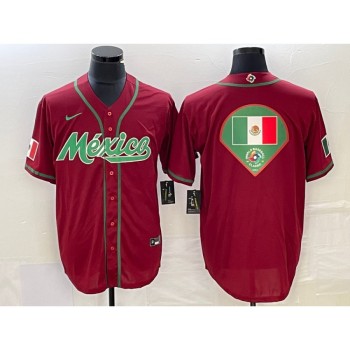 Men's Mexico Baseball Red 2023 World Baseball Classic Team Big Logo Stitched Jersey Men's Mexico Baseball Red 2023 World Baseball Classic Team Big Logo Stitched Jersey