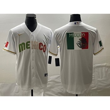 Men's Mexico Baseball White 2023 World Baseball Classic Team Big Logo Stitched Jersey Men's Mexico Baseball White 2023 World Baseball Classic Team Big Logo Stitched Jersey