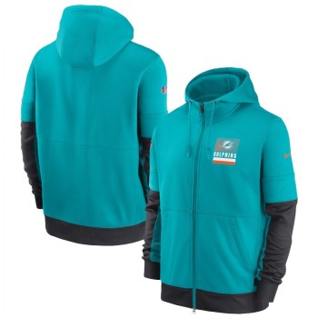 Men's Miami Dolphine Aqua Sideline Impact Lockup Performance Full-Zip Hoodie Men's Miami Dolphine Aqua Sideline Impact Lockup Performance Full-Zip Hoodie