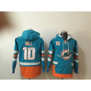 Men's Miami Dolphins #10 Tyreek Hill Aqua Lace-Up Pullover Hoodie Men's Miami Dolphins #10 Tyreek Hill Aqua Lace-Up Pullover Hoodie
