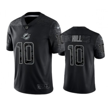 Men's Miami Dolphins #10 Tyreek Hill Black Reflective Limited Stitched Football Jersey Men's Miami Dolphins #10 Tyreek Hill Black Reflective Limited Stitched Football Jersey
