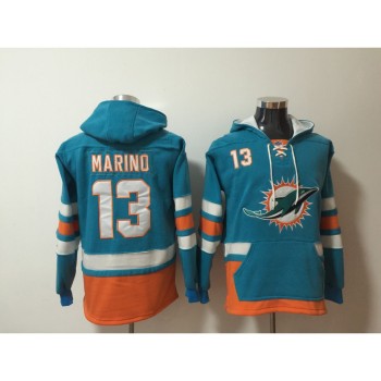 Men's Miami Dolphins #13 Dan Marino Green All Stitched NFL Hoodie Sweatshirt Men's Miami Dolphins #13 Dan Marino Green All Stitched NFL Hoodie Sweatshirt