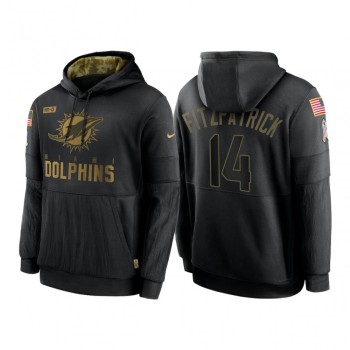 Men's Miami Dolphins #14 Ryan Fitzpatrick 2020 Black Salute to Service Sideline Performance Pullover Hoodie Men's Miami Dolphins #14 Ryan Fitzpatrick 2020 Black Salute to Service Sideline Performance Pullover Hoodie
