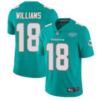 Men's Miami Dolphins #18 Preston Williams Aqua With 347 Shula Patch 2020 Vapor Untouchable Limited Stitched NFL Jersey Men's Miami Dolphins #18 Preston Williams Aqua With 347 Shula Patch 2020 Vapor Untouchable Limited Stitched NFL Jersey
