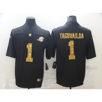 Men's Miami Dolphins #1 Tua Tagovailoa 2020 Black Leopard Print Fashion Limited Stitched Jersey Men's Miami Dolphins #1 Tua Tagovailoa 2020 Black Leopard Print Fashion Limited Stitched Jersey