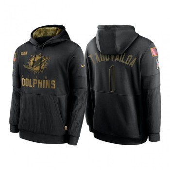 Men's Miami Dolphins #1 Tua Tagovailoa 2020 Black Salute to Service Sideline Performance Pullover Hoodie Men's Miami Dolphins #1 Tua Tagovailoa 2020 Black Salute to Service Sideline Performance Pullover Hoodie