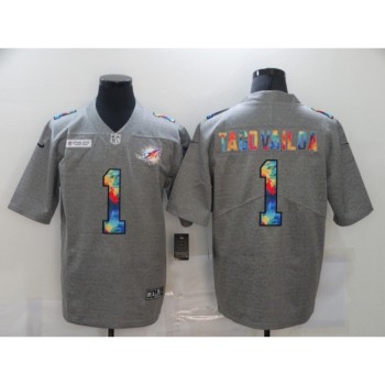 Men's Miami Dolphins #1 Tua Tagovailoa 2020 Grey Crucial Catch Limited Stitched Jersey Men's Miami Dolphins #1 Tua Tagovailoa 2020 Grey Crucial Catch Limited Stitched Jersey