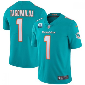 Men's Miami Dolphins #1 Tua Tagovailoa 2022 Aqua With 1-star C Patch Vapor Limited Stitched Jersey Men's Miami Dolphins #1 Tua Tagovailoa 2022 Aqua With 1-star C Patch Vapor Limited Stitched Jersey