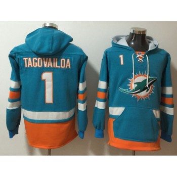 Men's Miami Dolphins #1 Tua Tagovailoa Aqua Ageless Must-Have Lace-Up Pullover Hoodie Men's Miami Dolphins #1 Tua Tagovailoa Aqua Ageless Must-Have Lace-Up Pullover Hoodie