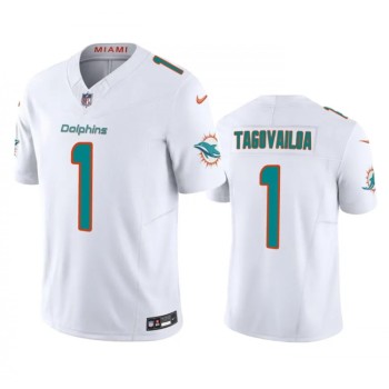 Men's Miami Dolphins #1 Tua Tagovailoa White 2023 F.U.S.E Vapor Limited Stitched Football Jersey Men's Miami Dolphins #1 Tua Tagovailoa White 2023 F.U.S.E Vapor Limited Stitched Football Jersey