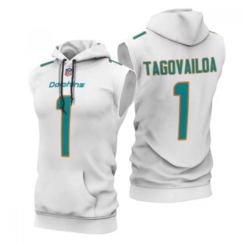 Men's Miami Dolphins #1 Tua Tagovailoa White Limited Edition Sleeveless Hoodie Men's Miami Dolphins #1 Tua Tagovailoa White Limited Edition Sleeveless Hoodie