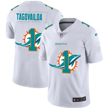 Men's Miami Dolphins #1 Tua Tagovailoa White Shadow Logo Limited Stitched Jersey Men's Miami Dolphins #1 Tua Tagovailoa White Shadow Logo Limited Stitched Jersey