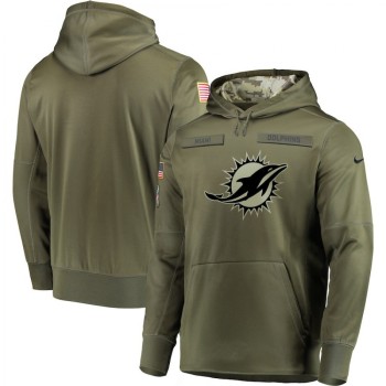 Men's Miami Dolphins 2018 Olive Salute to Service Sideline Therma Performance Pullover Stitched Hoodie Men's Miami Dolphins 2018 Olive Salute to Service Sideline Therma Performance Pullover Stitched Hoodie