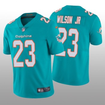 Men's Miami Dolphins #23 Jeff Wilson Jr 2022 Aqua Vapor Untouchable Limited Stitched Jersey Men's Miami Dolphins #23 Jeff Wilson Jr 2022 Aqua Vapor Untouchable Limited Stitched Jersey