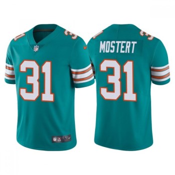 Men's Miami Dolphins #31 Raheem Mostert Aqua Color Rush Limited Stitched Football Jersey Men's Miami Dolphins #31 Raheem Mostert Aqua Color Rush Limited Stitched Football Jersey