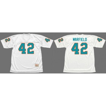 Men's Miami Dolphins #42 Paul Warfield White 1972 Throwback Stitched Football Jersey Men's Miami Dolphins #42 Paul Warfield White 1972 Throwback Stitched Football Jersey