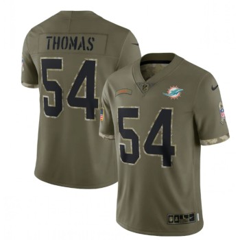 Men's Miami Dolphins #54 Zach Thomas Olive 2022 Salute To Service Limited Stitched Jersey Men's Miami Dolphins #54 Zach Thomas Olive 2022 Salute To Service Limited Stitched Jersey