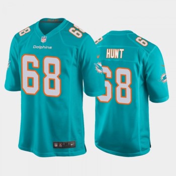 Men's Miami Dolphins #68 Robert Hunt Aqua Stitched Jersey Men's Miami Dolphins #68 Robert Hunt Aqua Stitched Jersey