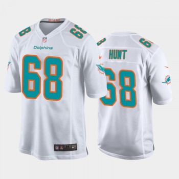 Men's Miami Dolphins #68 Robert Hunt White Stitched Jersey Men's Miami Dolphins #68 Robert Hunt White Stitched Jersey