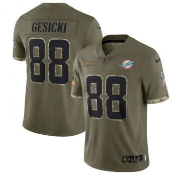 Men's Miami Dolphins #88 Mike Gesicki Olive 2022 Salute To Service Limited Stitched Jersey Men's Miami Dolphins #88 Mike Gesicki Olive 2022 Salute To Service Limited Stitched Jersey