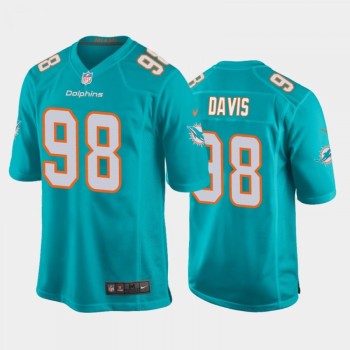 Men's Miami Dolphins #98 Raekwon Davis Aqua Stitched Jersey Men's Miami Dolphins #98 Raekwon Davis Aqua Stitched Jersey