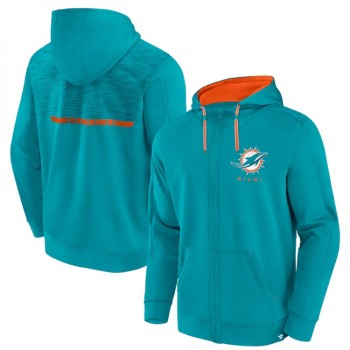 Men's Miami Dolphins Aqua Defender Evo Full-Zip Hoodie Men's Miami Dolphins Aqua Defender Evo Full-Zip Hoodie