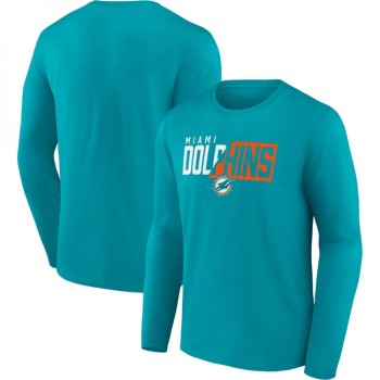 Men's Miami Dolphins Aqua One Two Long Sleeve T-Shirt Men's Miami Dolphins Aqua One Two Long Sleeve T-Shirt