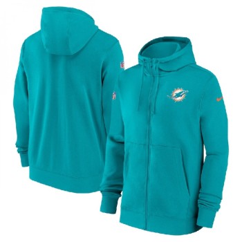 Men's Miami Dolphins Aqua Sideline Club Performance Full-Zip Hoodie Men's Miami Dolphins Aqua Sideline Club Performance Full-Zip Hoodie