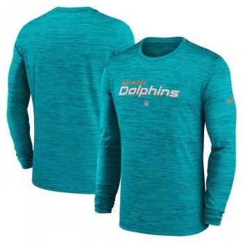 Men's Miami Dolphins Aqua Sideline Team Velocity Performance Long Sleeve T-Shirt Men's Miami Dolphins Aqua Sideline Team Velocity Performance Long Sleeve T-Shirt