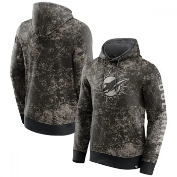 Men's Miami Dolphins Black/Gray Blackout Tonal Pullover Hoodie Men's Miami Dolphins Black/Gray Blackout Tonal Pullover Hoodie
