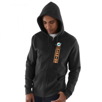 Men's Miami Dolphins Black Hook and Ladder Full-Zip NFL Hoodie Men's Miami Dolphins Black Hook and Ladder Full-Zip NFL Hoodie