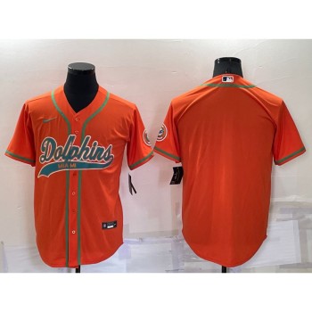 Men's Miami Dolphins Blank Orange Cool Base Stitched Baseball Jersey Men's Miami Dolphins Blank Orange Cool Base Stitched Baseball Jersey