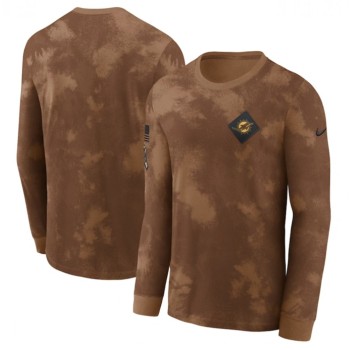 Men's Miami Dolphins Brown 2023 Salute To Service Long Sleeve T-Shirt Men's Miami Dolphins Brown 2023 Salute To Service Long Sleeve T-Shirt