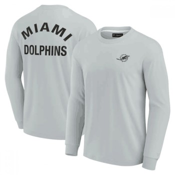 Men's Miami Dolphins Grey Signature Unisex Super Soft Long Sleeve T-Shirt Men's Miami Dolphins Grey Signature Unisex Super Soft Long Sleeve T-Shirt