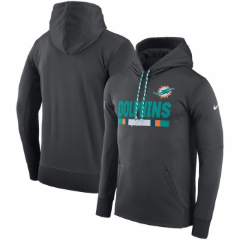 Men's Miami Dolphins Charcoal Sideline Team Name Performance Pullover Hoodie Men's Miami Dolphins Charcoal Sideline Team Name Performance Pullover Hoodie