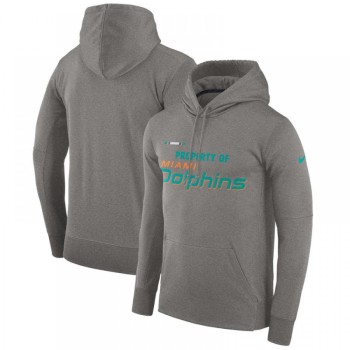 Men's Miami Dolphins Heather Gray Sideline Property Of Performance Pullover Hoodie Men's Miami Dolphins Heather Gray Sideline Property Of Performance Pullover Hoodie