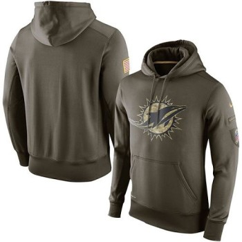 Men's Miami Dolphins Olive Salute To Service KO Performance Hoodie Men's Miami Dolphins Olive Salute To Service KO Performance Hoodie